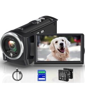 Black Video Camera Camcorder with HD Lens